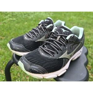 Mizuno Wave Inspire 18 Womens Running Shoes Black Mint Green J1GD184401